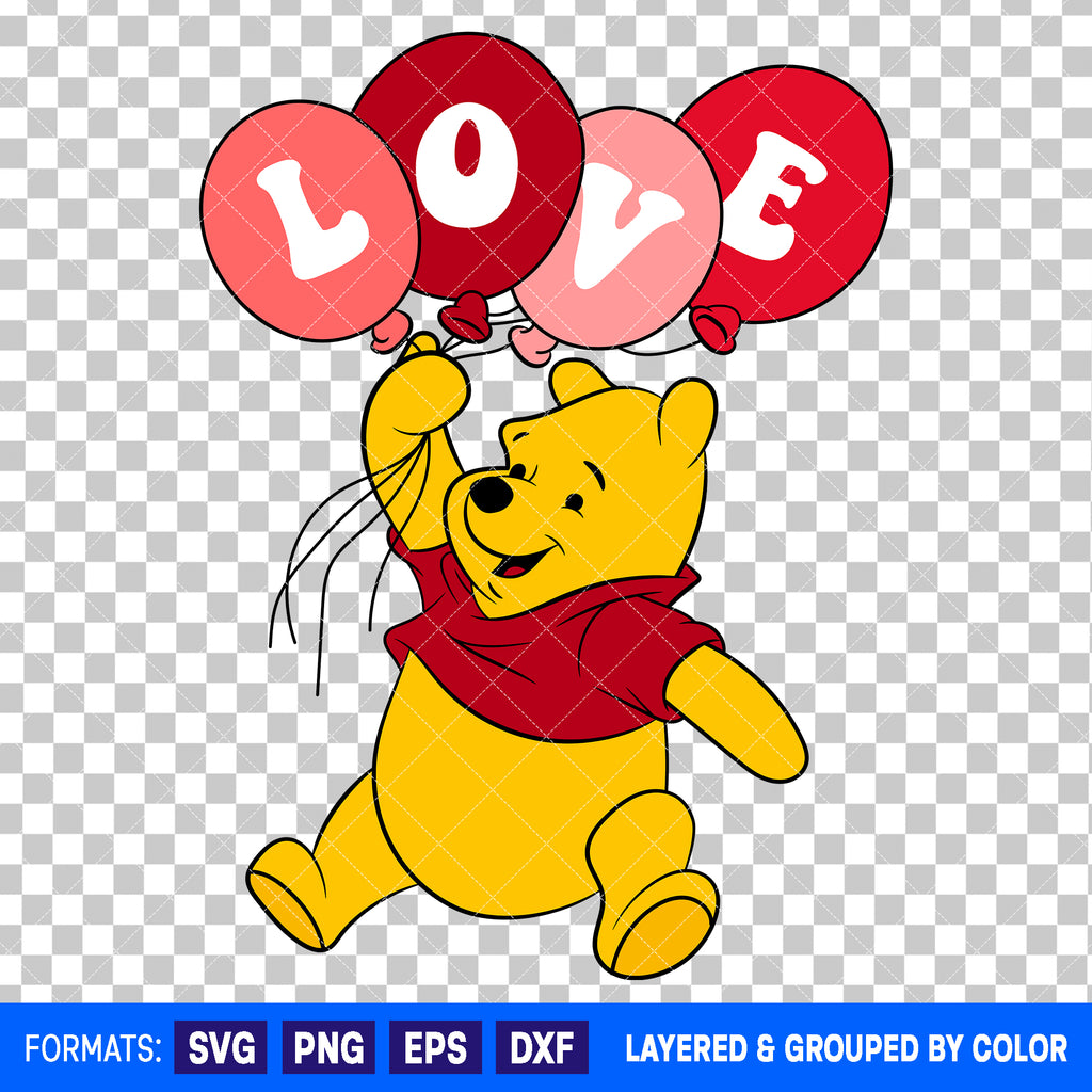 Winnie The Pooh Valentines Day SVG Cut File for Cricut and Silhouette #4