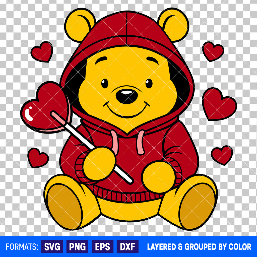 Winnie The Pooh Valentines Day SVG Cut File for Cricut and Silhouette #5