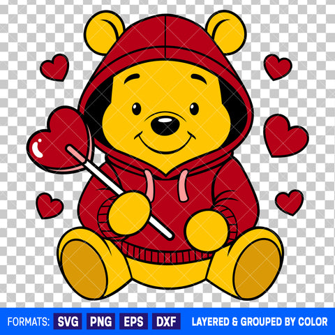 Winnie The Pooh Valentines Day SVG Cut File for Cricut and Silhouette #5