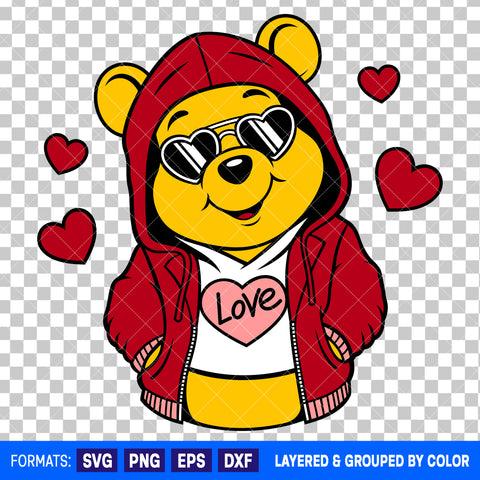 Winnie The Pooh Valentines Day SVG Cut File for Cricut and Silhouette #6