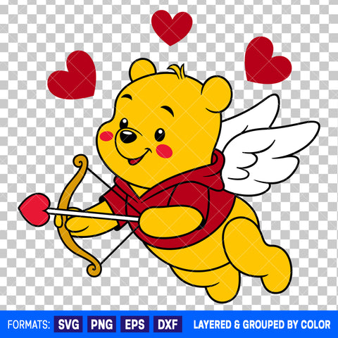 Winnie The Pooh Valentines Day SVG Cut File for Cricut and Silhouette #7
