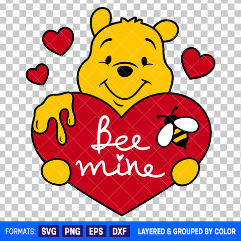 Winnie The Pooh Valentines Day SVG Cut File for Cricut and Silhouette