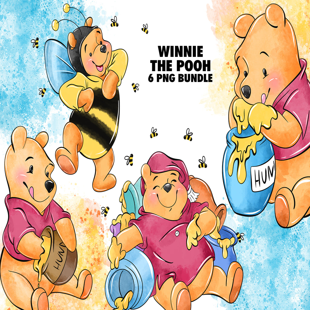 Winnie The Pooh Watercolor Clipart PNG Bundle #5
