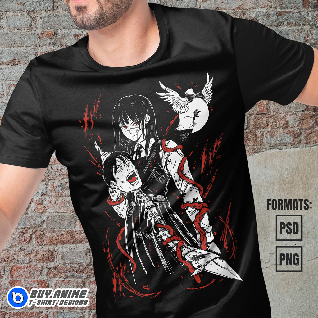 Yoru Chainsaw Man Anime Vector T-shirt Design Template