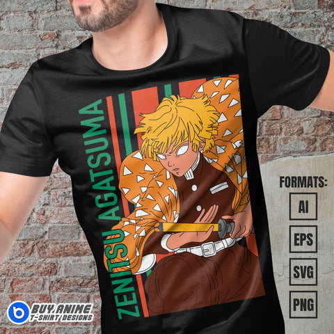 Zenitsu Demon Slayer Vector T-shirt Design Template